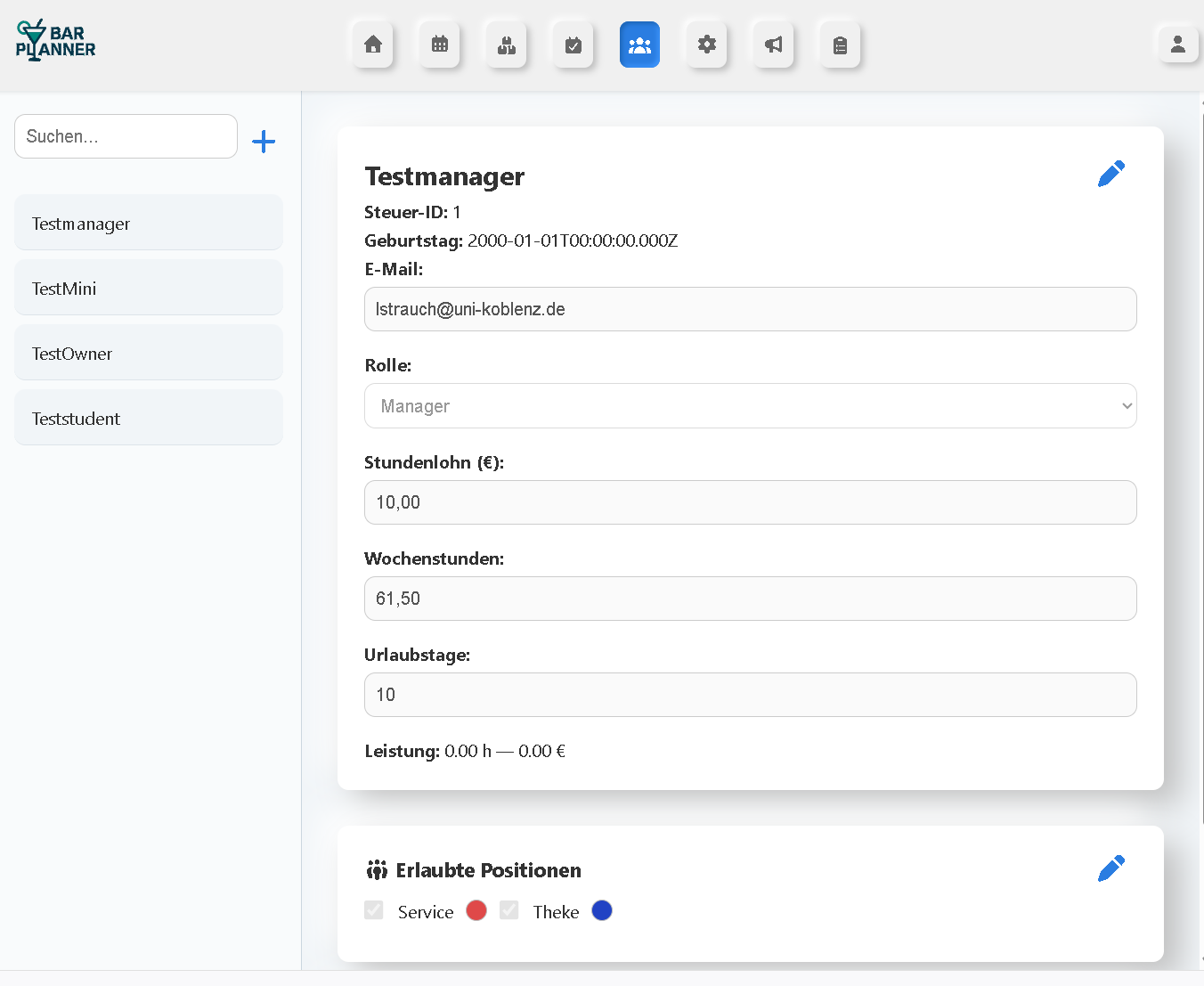 Screenshot der Mitarbeiterprofile